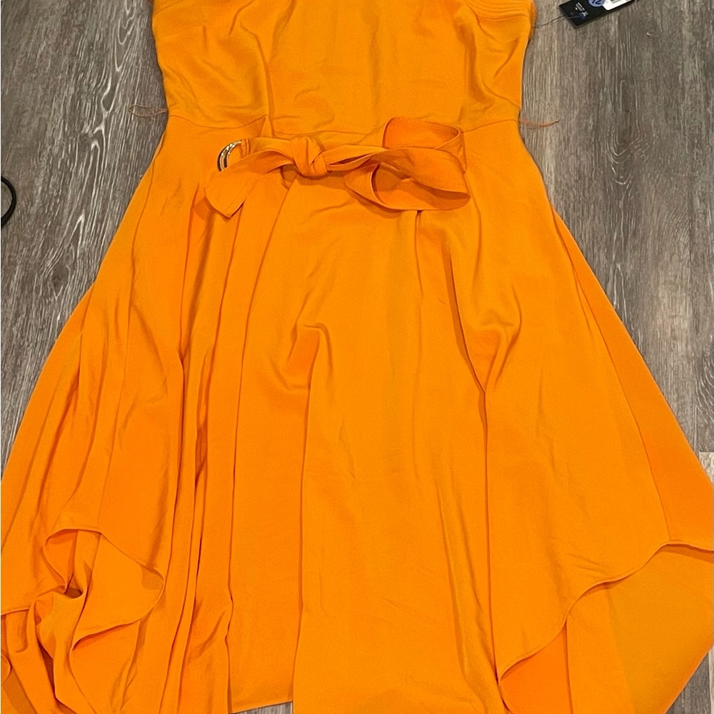 Karl Lagerfeld Paris Women's Belted Asymmetric-Hem Dress 12 NWT - Picture 3 of 8